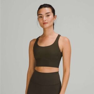 Lululemon Energy Longline Ribbed Bra, B-D Cups, Dark Olive